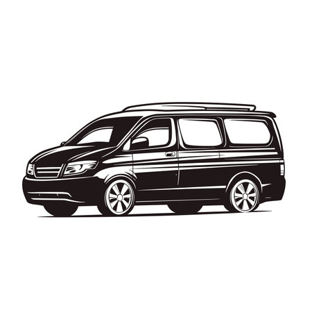 vector silhouette sketch of minibus .Generative AIのイラスト素材