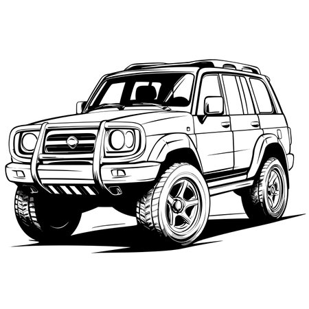 vector silhouette sketch suv .Generative AIのイラスト素材