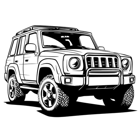 vector silhouette sketch suv .Generative AIのイラスト素材