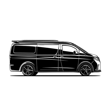 vector silhouette sketch of minibus .Generative AIのイラスト素材