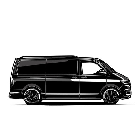 vector silhouette sketch of minibus .Generative AIのイラスト素材