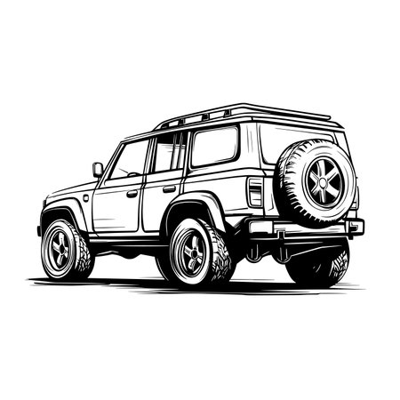 vector silhouette sketch suv .Generative AIのイラスト素材