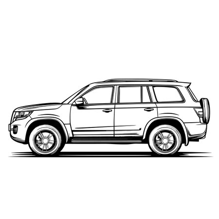 vector silhouette sketch suv .Generative AIのイラスト素材