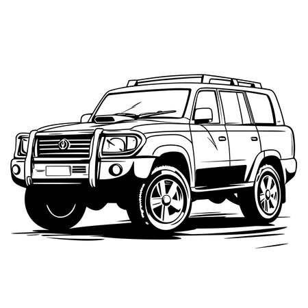 vector silhouette sketch suv .Generative AIのイラスト素材