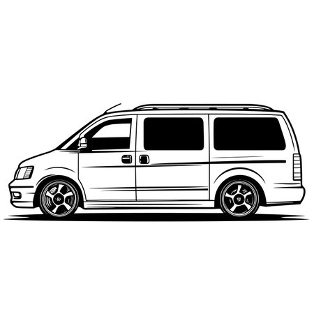 vector silhouette sketch of minibus .Generative AIのイラスト素材