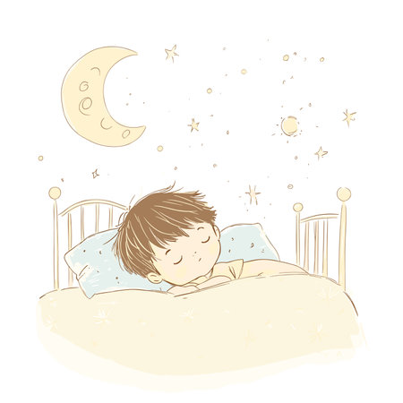 vector drawing of a boy sleeping in a crib .Generative AIのイラスト素材