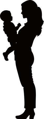 vector silhouette of a woman holding a child in her arms .Generative AIのイラスト素材
