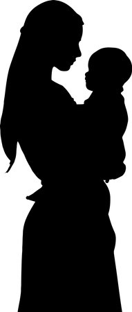 vector silhouette of a woman holding a child in her arms .Generative AIのイラスト素材