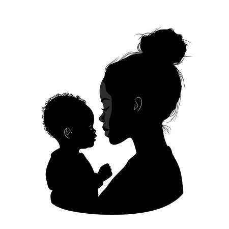 vector silhouette of a woman holding a child in her arms .Generative AIのイラスト素材
