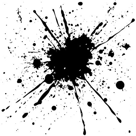 Black ink blots on a white background. Grunge vector illustration.のイラスト素材