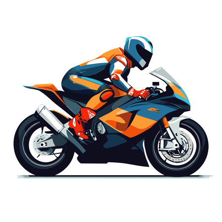 vector drawing of a motorcyclist on a motorcycle on white .Generative AIのイラスト素材