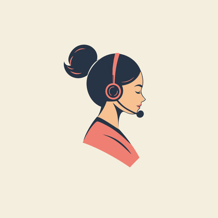 Call center operator. Vector illustration of a woman in a headset.のイラスト素材