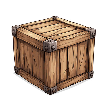 vector wooden box on white background .Generative AIのイラスト素材
