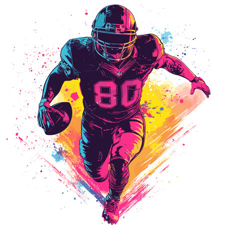 vector american football soccer player with ball on white background .Generative AIのイラスト素材