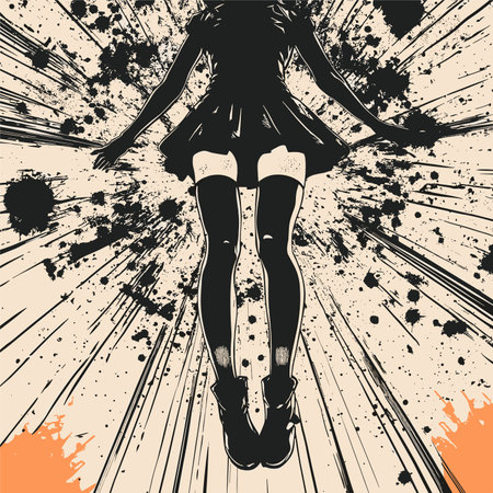 Grunge background with female legs and blots, vector illustrationのイラスト素材