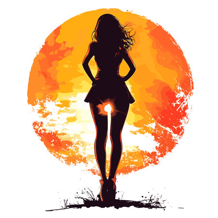 vector girl on the background of the sun on a white background .Generative AIのイラスト素材