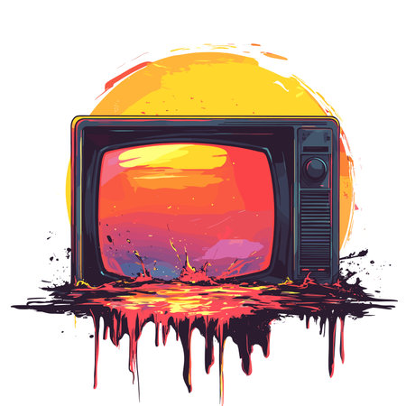 vector old tv on white background .Generative AIのイラスト素材