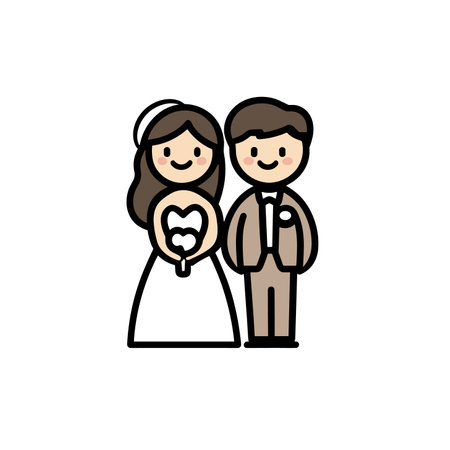 vector man and woman wedding on white background .Generative AIのイラスト素材