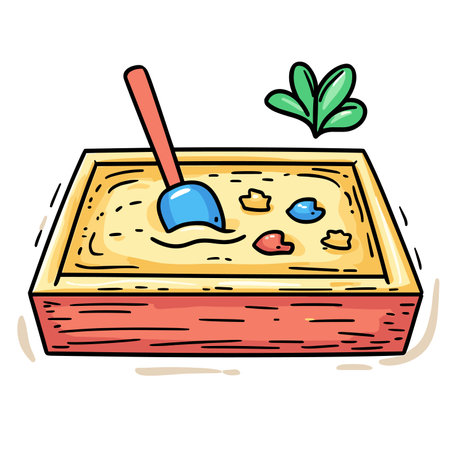vector drawing of children's sandbox on white background .Generative AIのイラスト素材