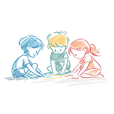 vector drawing children playing in sandbox on white background .Generative AIのイラスト素材