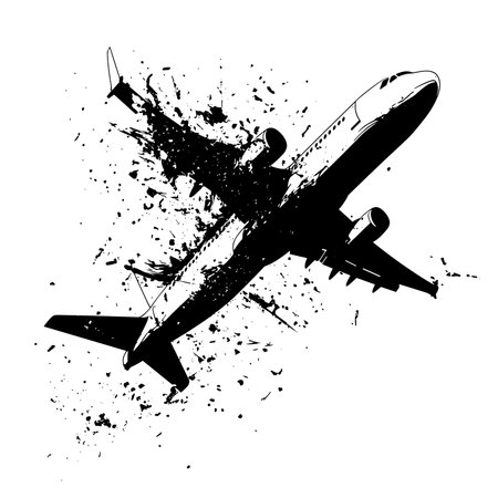 vector silhouette of a plane crash.Generative AIのイラスト素材