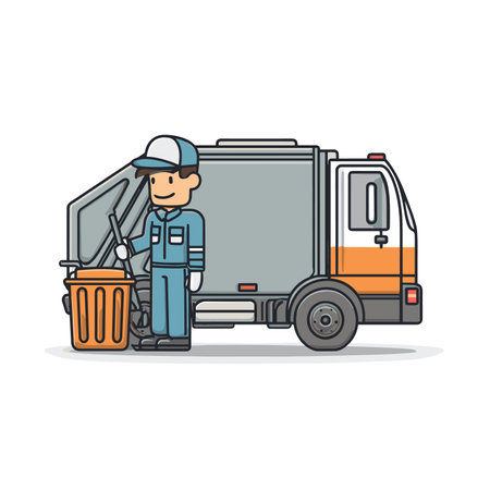 vector drawing of garbage truck driver character .Generative AIのイラスト素材