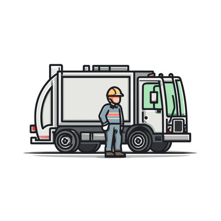 vector drawing of garbage truck driver character .Generative AIのイラスト素材