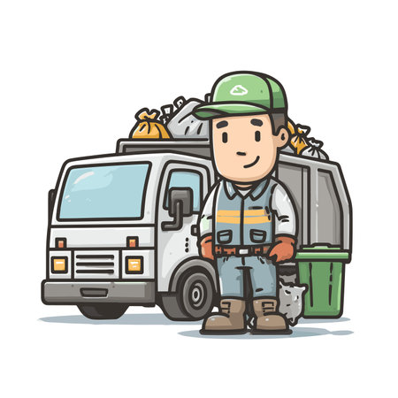 vector drawing of garbage truck driver character .Generative AIのイラスト素材