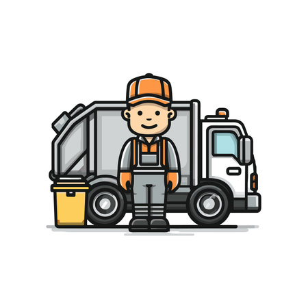 vector drawing of garbage truck driver character .Generative AIのイラスト素材