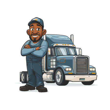 vector drawing of trucker character .Generative AIのイラスト素材