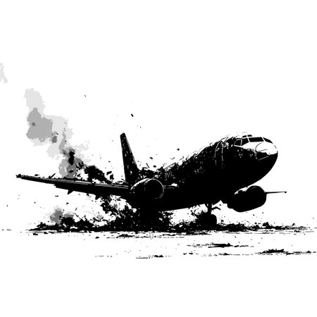 vector silhouette of a plane crash.Generative AIのイラスト素材