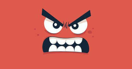 Vector eyes and angry mouth of a character on a uniform background .Generative AIのイラスト素材