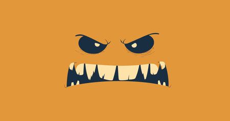 Vector eyes and angry mouth of a character on a uniform background .Generative AIのイラスト素材