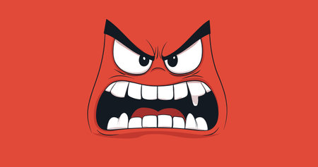 Vector eyes and angry mouth of a character on a uniform background .Generative AIのイラスト素材
