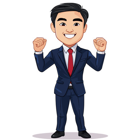 vector character Korean man in business suit on white background.Generative AIのイラスト素材