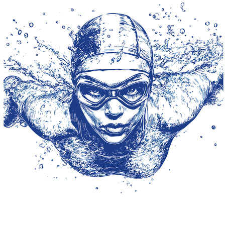 vector drawing of a swimmer underwater.Generative AIのイラスト素材