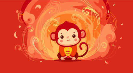 vector monkey on fire .Generative AIのイラスト素材