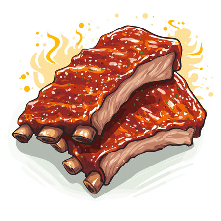 vector drawing fried ribs on white background .Generative AIのイラスト素材