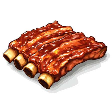 vector drawing fried ribs on white background .Generative AIのイラスト素材
