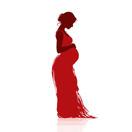 vector color silhouette of a pregnant woman on a white background .Generative AIのイラスト素材