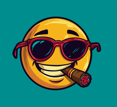 vector drawing smiley in sunglasses with cigar .Generative AIのイラスト素材