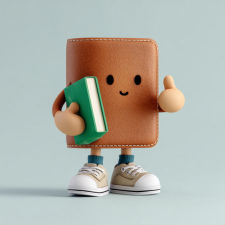 3D character with a wallet holding a book. Generative AIの素材