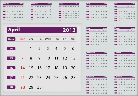 April 2013 calendar highlightingのイラスト素材