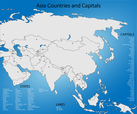 Asia Countries and Capitals. EPS 10 vectorのイラスト素材