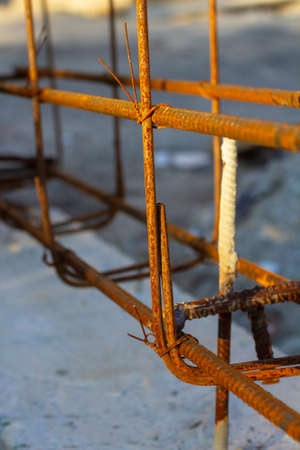 Reinforcement frame for foundation close-up.の写真素材