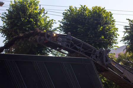 Asphalt laying. Removing old asphalt.の写真素材