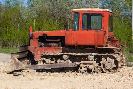Old bulldozer. Side viewの写真素材