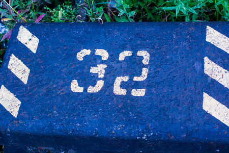 Blue railway box with number 32の写真素材