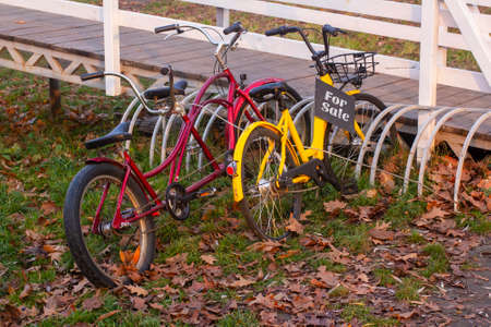 Two bicycles for sale. bike tandemの写真素材