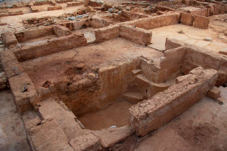 Remains of the Sanctuary in Quarter M in the Minoan palace in Malia, Creteのeditorial素材
